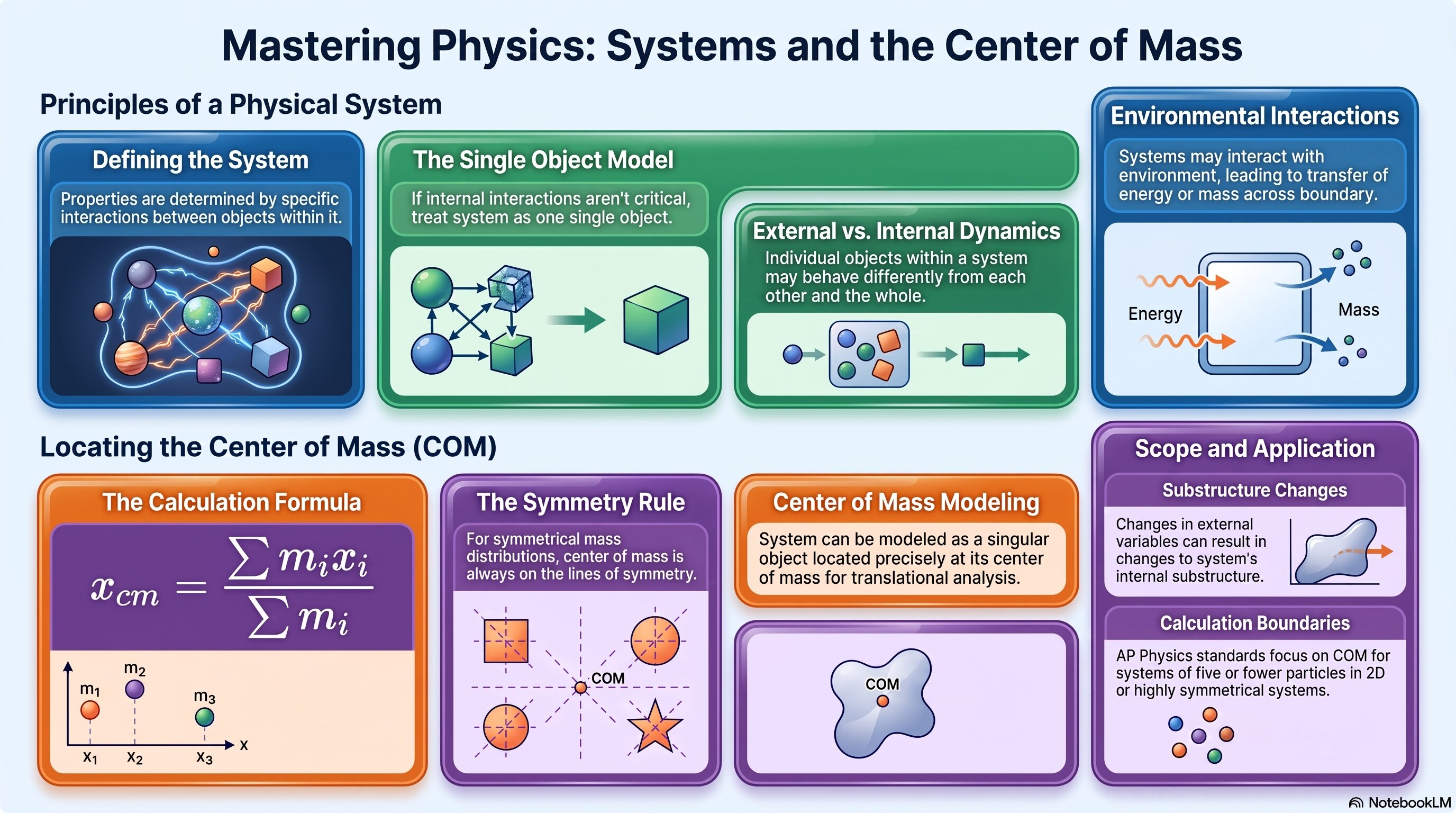 Systems and the Center of Mass infographic