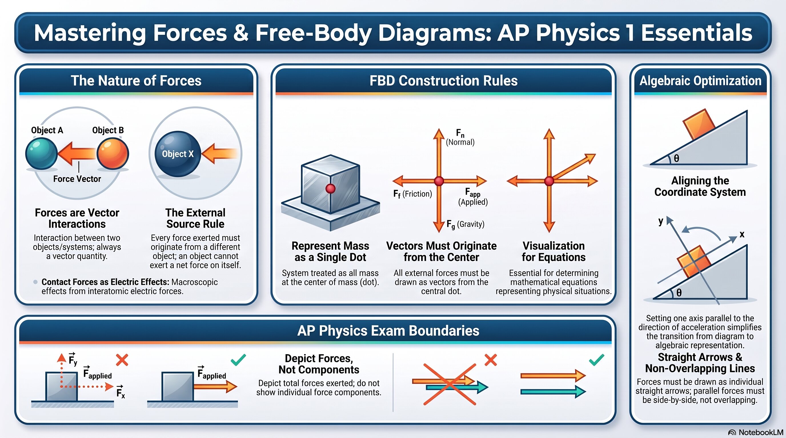 Essentials of Forces and Free-Body Diagrams infographic