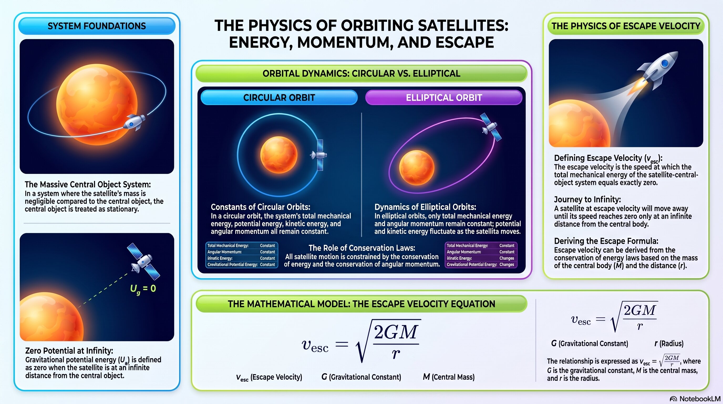 Physics of Orbiting Satellites infographic