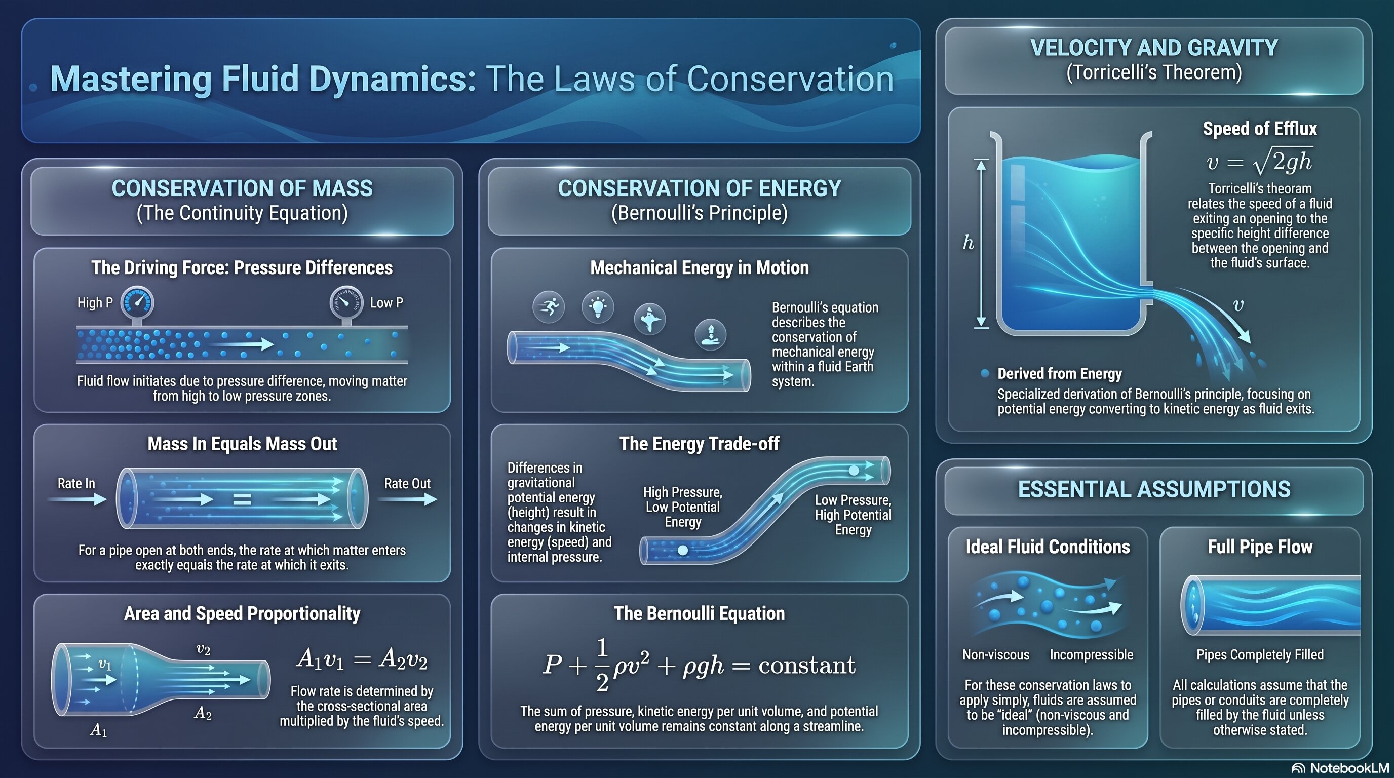 Mastering Fluid Dynamics: The Laws of Conservation infographic